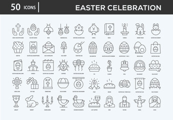 Easter Celebration Icons Collection For Business, Marketing, Promotion In Your Project. Easy To Use, Transparent Background, Easy To Edit And Simple Vector Icons