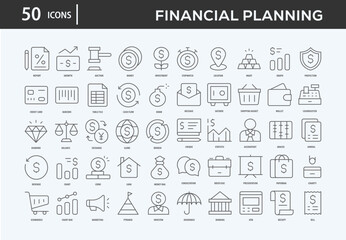Financial Planning Icons Collection For Business, Marketing, Promotion In Your Project. Easy To Use, Transparent Background, Easy To Edit And Simple Vector Icons