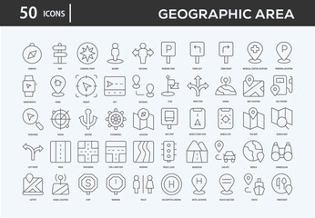 Geographic Area Icons Collection For Business, Marketing, Promotion In Your Project. Easy To Use, Transparent Background, Easy To Edit And Simple Vector Icons