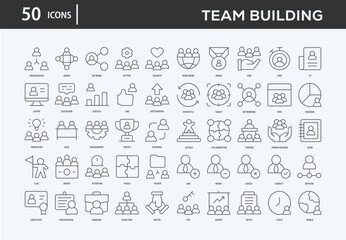 Fototapeta na wymiar Team Building Icons Collection For Business, Marketing, Promotion In Your Project. Easy To Use, Transparent Background, Easy To Edit And Simple Vector Icons