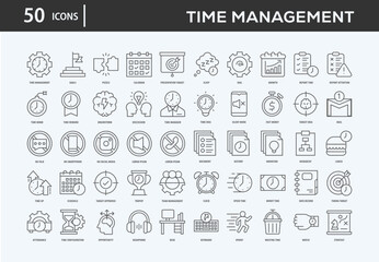 Time Management Icons Collection For Business, Marketing, Promotion In Your Project. Easy To Use, Transparent Background, Easy To Edit And Simple Vector Icons
