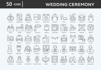 Wedding Ceremony Icons Collection For Business, Marketing, Promotion In Your Project. Easy To Use, Transparent Background, Easy To Edit And Simple Vector Icons