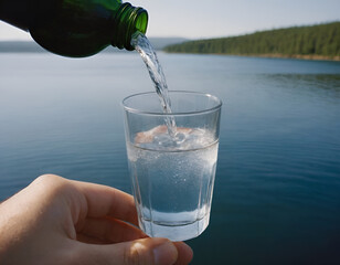 Capturing water elegantly pouring into glasses. Perfect for your lifestyle, health, and beverage projects