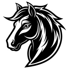 head of a horse mascot,cow silhouette,horse vector,icon,svg,characters,Holiday t shirt,black cow horse drawn trendy logo Vector illustration,horse on a white background,eps,png