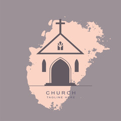 Church building emblem. Community worship unity symbol.