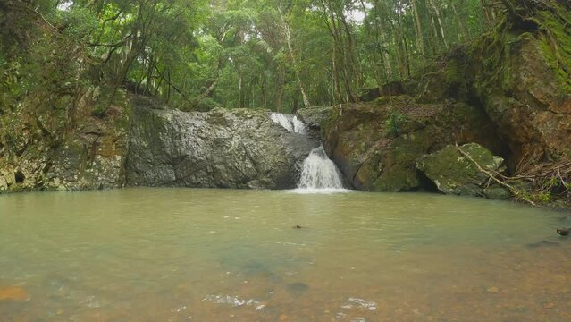 Unicorn Falls, Mount Jerusalem National Park. Large Pool With Cascading Falls Flowing In.