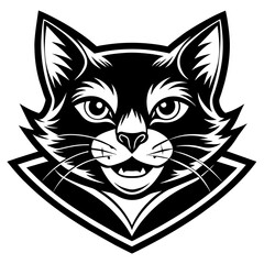 head of a cat mascot,cat silhouette,cat face vector,icon,svg,characters,Holiday t shirt,black cat face drawn trendy logo Vector illustration,wolf  on a white background,eps,png