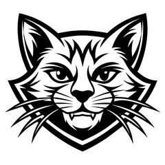Fototapeta premium head of a cat mascot,cat silhouette,cat face vector,icon,svg,characters,Holiday t shirt,black cat face drawn trendy logo Vector illustration,wolf on a white background,eps,png
