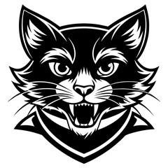head of a cat mascot,cat silhouette,cat face vector,icon,svg,characters,Holiday t shirt,black cat face drawn trendy logo Vector illustration,wolf  on a white background,eps,png