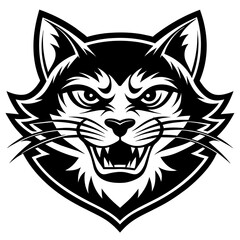 head of a cat mascot,cat silhouette,cat face vector,icon,svg,characters,Holiday t shirt,black cat face drawn trendy logo Vector illustration,wolf  on a white background,eps,png