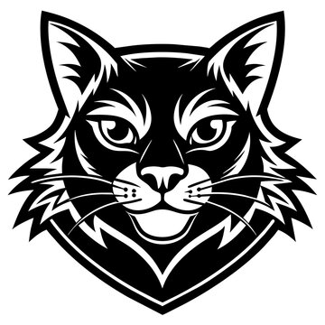 head of a cat mascot,cat silhouette,cat face vector,icon,svg,characters,Holiday t shirt,black cat face drawn trendy logo Vector illustration,wolf  on a white background,eps,png