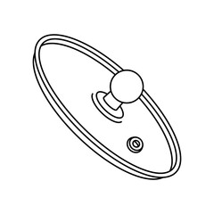 Glass lid vector illustration. A transparent cap with a round handle, a hole for steam or water. Kitchen tool - cover for frying pan, pot. Hand drawn clipart isolated on white. Simple cookware icon