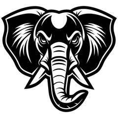 head of a elephant mascot,elephant silhouette,elephant face vector,icon,svg,characters,Holiday t shirt,black elephant face drawn trendy logo Vector illustration,wolf  on a white background,eps,png