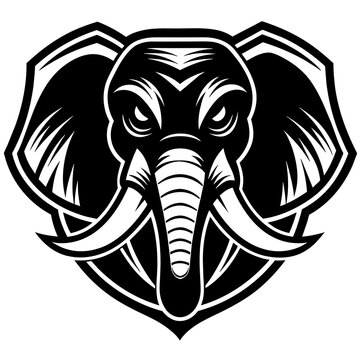 head of a elephant mascot,elephant silhouette,elephant face vector,icon,svg,characters,Holiday t shirt,black elephant face drawn trendy logo Vector illustration,wolf  on a white background,eps,png