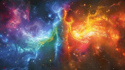 Fototapeta na wymiar Interstellar Meditation: Inner Peace in the Cosmos