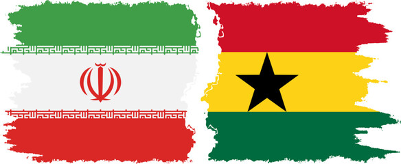 Ghana and Iran grunge flags connection vector