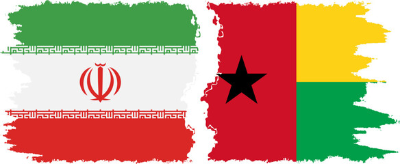 Guinea Bissau and Iran grunge flags connection vector