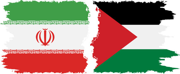 Palestine and Iran grunge flags connection vector