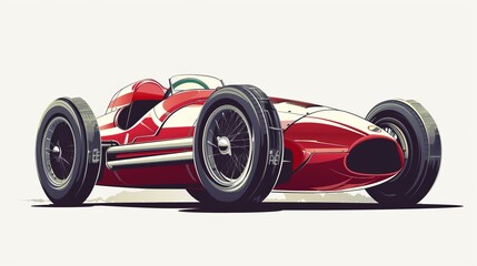 Illustration of a vintage racing car. Retro, isolated on white