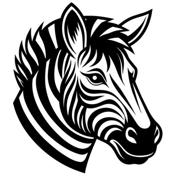 head of a zabra mascot,elephant silhouette,zabra face vector,icon,svg,characters,Holiday t shirt,black zabra face drawn trendy logo Vector illustration,horse on a white background,eps,png