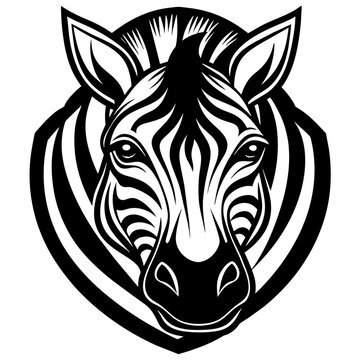 head of a zabra mascot,elephant silhouette,zabra face vector,icon,svg,characters,Holiday t shirt,black zabra face drawn trendy logo Vector illustration,horse on a white background,eps,png