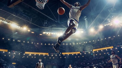 High-flying Basketball Slam Dunk