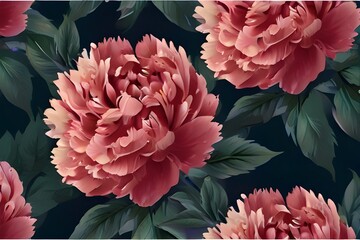 Abstract floral wallpaper from peony flowers. Generative AI