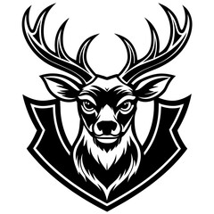 Obraz premium head of a deer mascot,deer silhouette,vector,icon,svg,characters,Holiday t shirt,black deer face drawn trendy logo Vector illustration,deer on a white background,eps,png