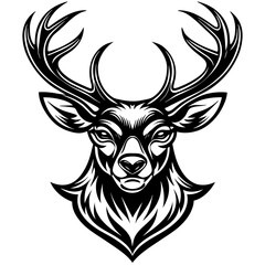 head of a deer mascot,deer silhouette,vector,icon,svg,characters,Holiday t shirt,black deer face drawn trendy logo Vector illustration,deer on a white background,eps,png
