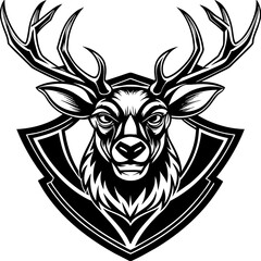 head of a deer mascot,deer silhouette,vector,icon,svg,characters,Holiday t shirt,black deer face drawn trendy logo Vector illustration,deer on a white background,eps,png