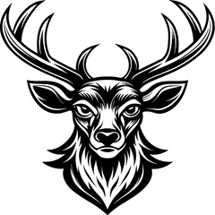 head of a deer mascot,deer silhouette,vector,icon,svg,characters,Holiday t shirt,black deer face drawn trendy logo Vector illustration,deer on a white background,eps,png