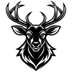 head of a deer mascot,deer silhouette,vector,icon,svg,characters,Holiday t shirt,black deer face drawn trendy logo Vector illustration,deer on a white background,eps,png
