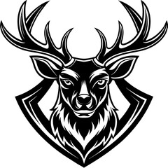 head of a deer mascot,deer silhouette,vector,icon,svg,characters,Holiday t shirt,black deer face drawn trendy logo Vector illustration,deer on a white background,eps,png