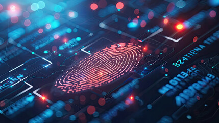 Fingerprint scanning for identification and biometric authorization Futuristic concept of security and password control via future fingerprint using advanced technology and cybernetics.