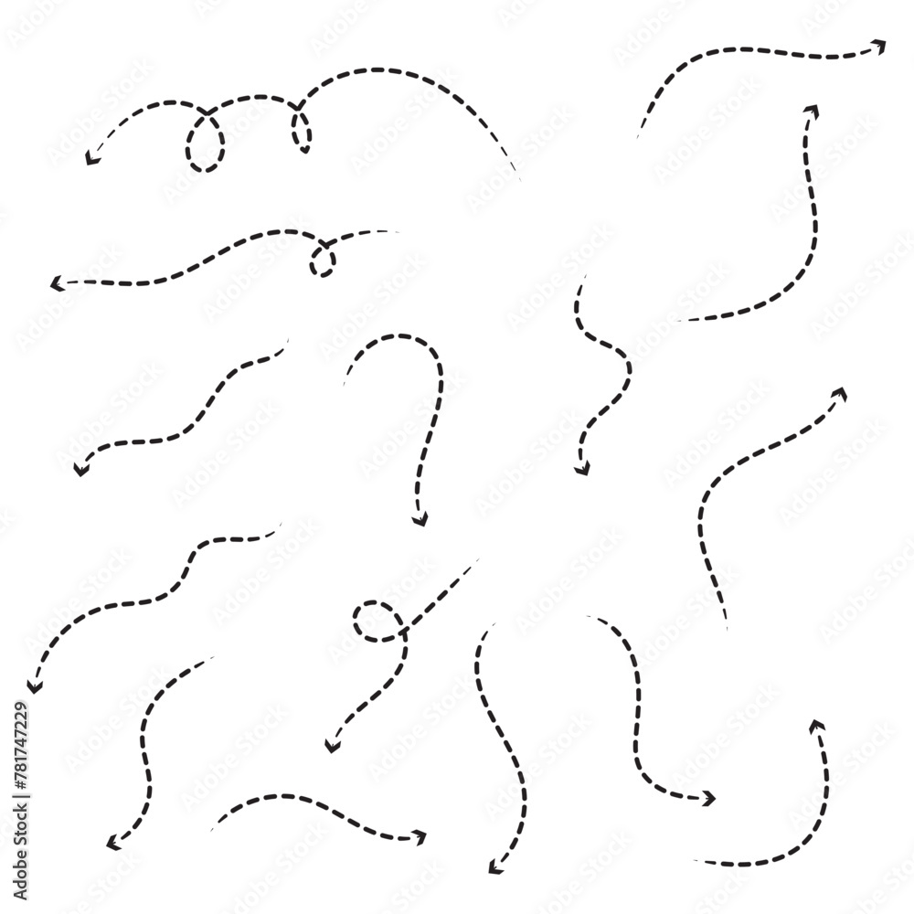 Poster arrow vector. curly arrows. vector wavy arrows. pointy arrows with swirls and curls isolated on a wh