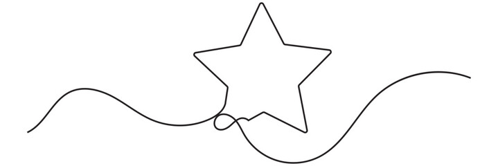 Star in continuous line drawing style. Line art star icon. Vector illustration. Abstract background.  greeting card, banner, and poster concept. Minimalism design. Vector illustration