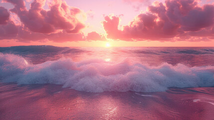 Fototapeta na wymiar A captivating photo capturing the pink hues of dawn on the horizon