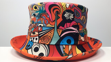 Whimsical cartoonish hat with a cheerful demeanor, ready to add a touch of style and flair to any outfit against a clean white backdrop, promising fashion fun.