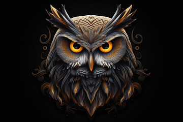 Wise owl emblem, with its thoughtful gaze and wise demeanor, representing knowledge, insight, and wisdom.