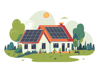 Naklejka premium Eco-Conscious Homeowner Embraces Sustainable Living with Solar Energy Rooftop Installation