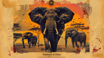 Elephants of Eden: Africa's Majestic Giants on the Brink - obrazy, fototapety, plakaty
