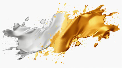 gold and white  splash isolated on white