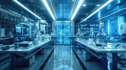 Naklejka na ściany i meble futuristic laboratory with advanced equipment and technology for scientific experiments