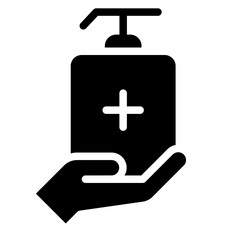 hand with pump bottle icon