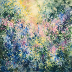 Obraz na płótnie Canvas Abstract Watercolor Garden Painting
