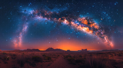 Fototapeta na wymiar A breathtaking view of a night sky filled with countless stars and planets