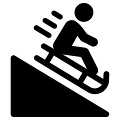 sledding icon, simple vector design - obrazy, fototapety, plakaty