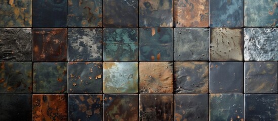 Old wall surface heavily corroded with rust forming a noticeable texture and coloration