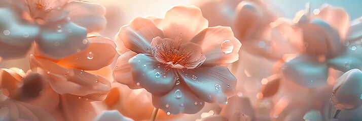 Dew-Kissed Pink Petal, Romantic Floral Beauty, Close-Up, Fresh Blossom with Water Drops, Natures Gift