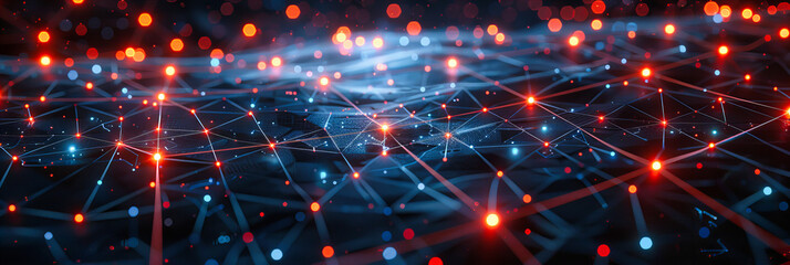 Obraz premium Digital Global Networking and Connectivity, Blue Tech Background, Futuristic Internet and Cyberspace Concept